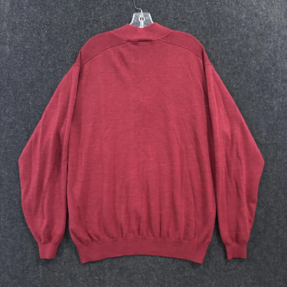 Cutter & Buck Sweater Men's XXL Tall Red Merino Wool Blend Quarter Zip Pullover - Image 3 of 4