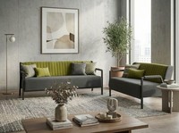 3-Sitzer Sofa 2-Sitzer Sofa Modern OlivgrüN Grau Elegant Stoffbezug