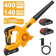 Leaf Blower Cordless 400 CFM Handheld Electric Leaf Blower with 2 Batteries 21V