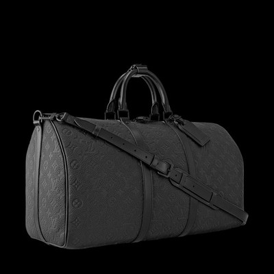 Louis Vuitton Black Embossed Monogram Keepall Bandoulière 50 Duffel Bag