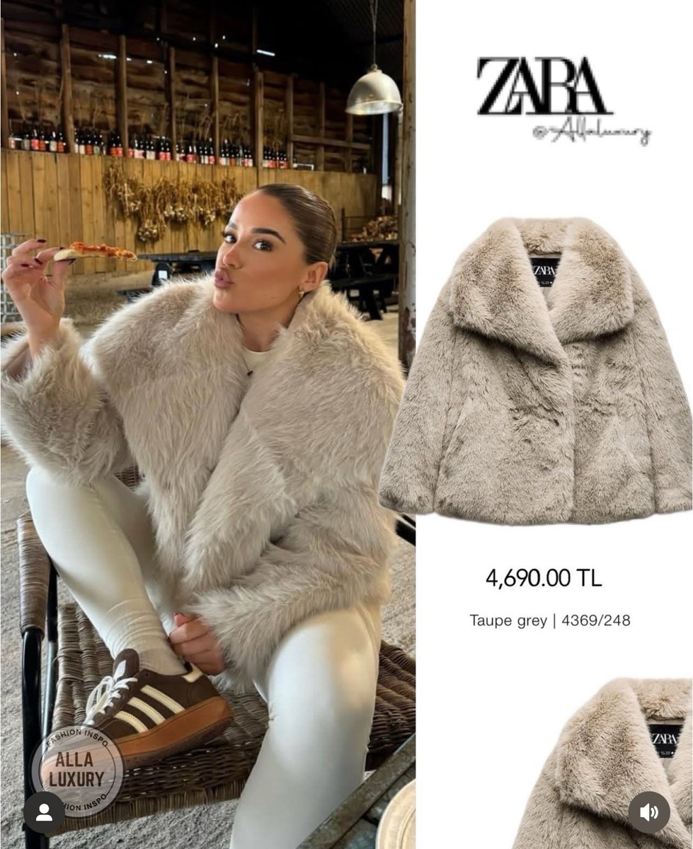 ZARA FAUX FUR SHORT COAT ZW COLLECTION FW24/25 SIZE L REF. 4369
