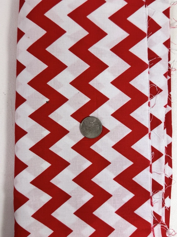 Red & White Chevrons Quilt Cotton, Brother Sister Chev Stripe N2299 - Image 2 of 3