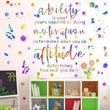 Colorful Inspirational Wall Decals Motivational Quotes Wall Stickers Peel and...