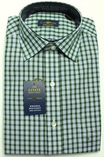 New Club Room Regular Fit Green White Check The Estate Dress Shirt S 14.5 32/33