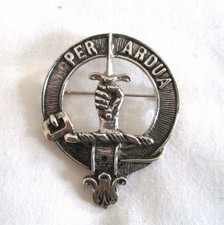 MacIntyre Clan Crest Badge Kilt Pin Per Ardua Pewter