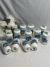 Large Set Of Vtg Ceramic 3D Butterfly Floral Spice Shaker Set Cottage Fairycore