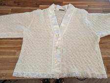 Vtg 80s Christian Dior Off White Sweater Cardigan Women  s Small Wedding Spring