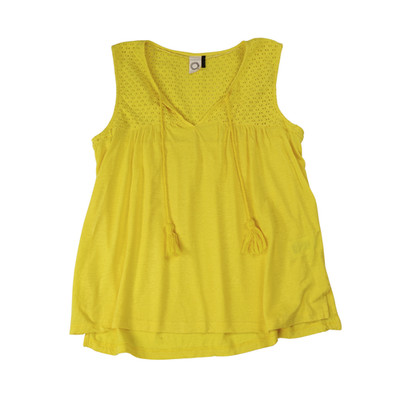 Anthropologie Akemi + Kin Yellow Crochet Tank Top Size S Linen Blend Boho