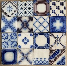 FRANCIA AZULEJOS ANTIGUOS - PAS DE CALAIS - DESVRES - 16 - TILE SET c1870