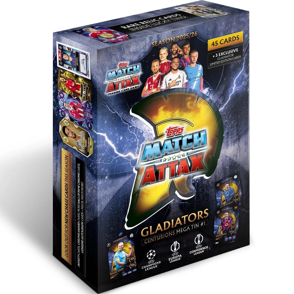 TOPPS Match Attax Champions League 2025/26 Trading Cards 1 Mega Tin Box (Centurions #1