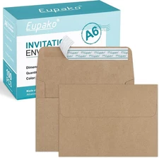 Eupako A6 Brown Envelopes 4x6, 100 Pack Self Seal (6.5x4.75 Inches), 