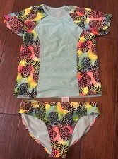 Wonder Nation Girls 2 Piece Swimming Suit Pineapple Size 10-12 L/G