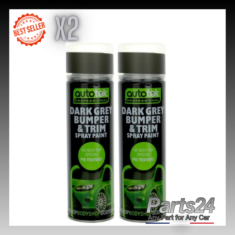 2x Autotek Bumper Trim Paint Dark Gry 500ml ATOBTDG500 Car Spray Paint Aerosol