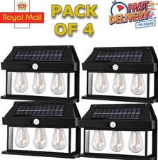 4x Solar Motion Sensor Wall Lights Lantern Outdoor Garden Security Fence Lamp