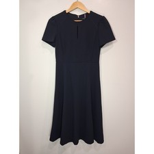 Tommy Hilfiger Navy Blue Keyhole Fit and Flare Dress Size 4 Short Sleeve Crepe