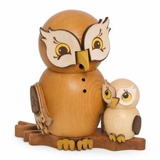 Kuhnert Figurka kadzidła Sowa z dzieckiem Rudawy Wędzarnia Drewno 15cm Dekoracja