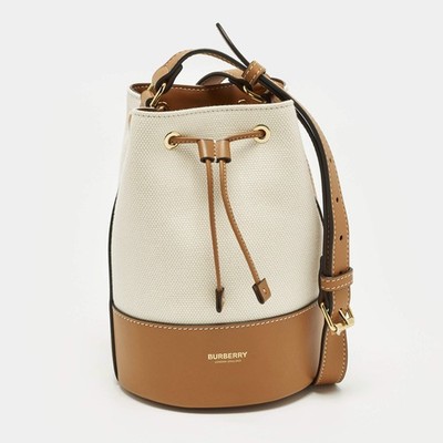 Burberry Bucket Bag Beige Hellbraun Canvas und Leder