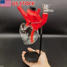 8.7 inch Glass Bong Human Heart Silicone Hookah Water Pipe Shisha w/Glass Bowl