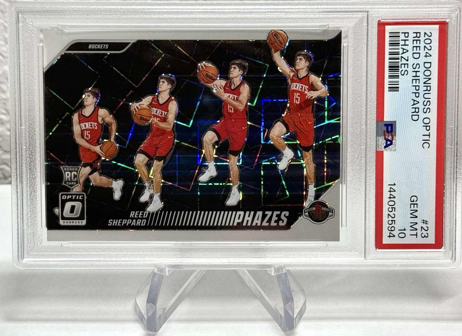 2024-25 Donruss Optic #23 Reed Sheppard Phazes PSA 10 RC Rockets