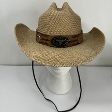 Bullhide Straw Leather Cowgirl Cowboy Hat Texas Longhorn Star Western Rodeo