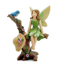 Miniature Fairy Garden Fairy Sitting Pretty on Flowered Tree - Buy 3 Save $5