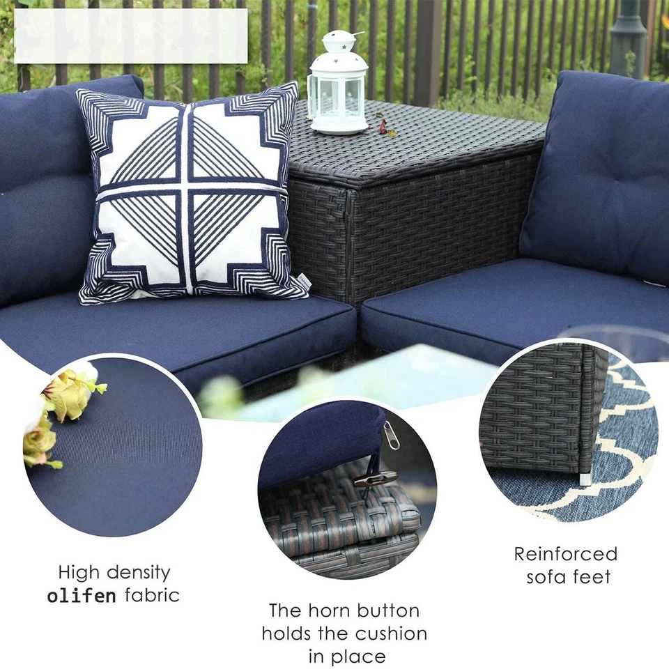 户外家具露台对话套装截面沙发沙发带储物盒 — 第 4/4 张图片