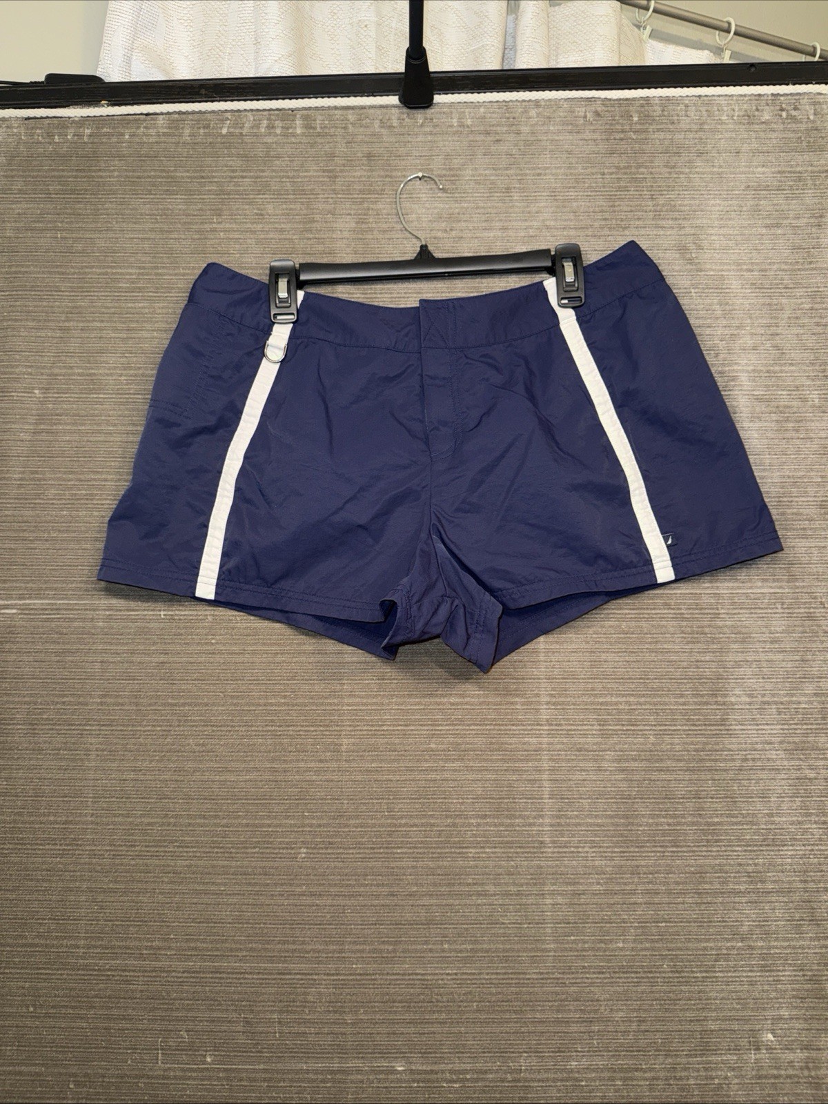 WOMEN’S NAUTICA  NAVY BLUE COVERUP SHORTS  White Stripe SIZE XL Unlined Swim