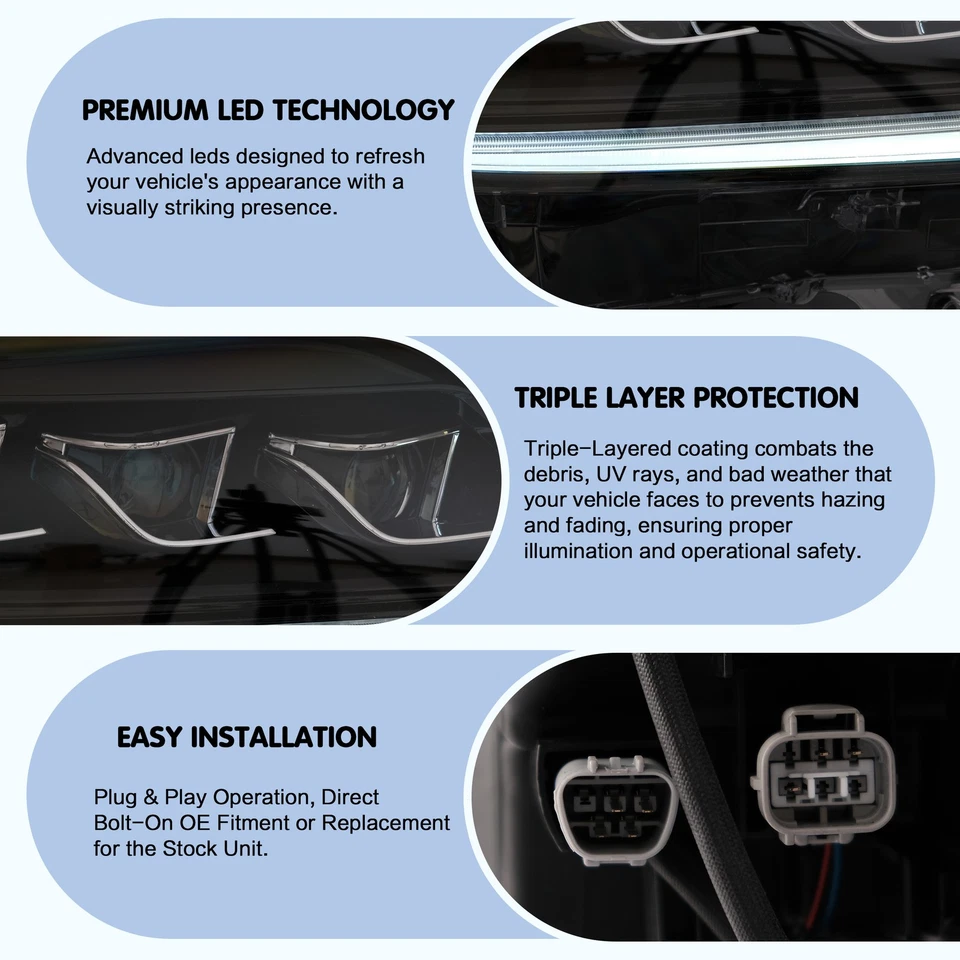 VLAND Paar VOLL LED Scheinwerfer Für Lexus RX270 RX300 RX350 RX450H 2013-2015 - Bild 3 von 4