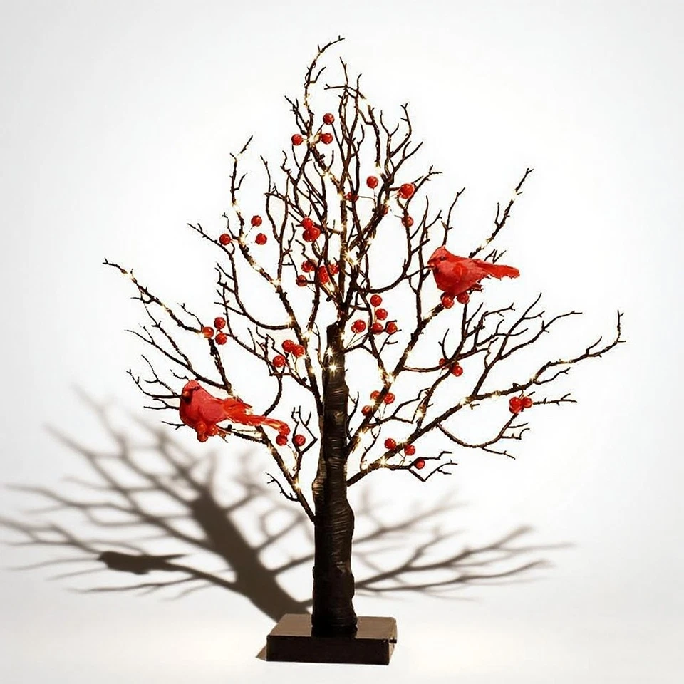Vintage Glowing Tree With Cardinals Trees With Cardinals Little Red Bird Trees - Image 4 of 4