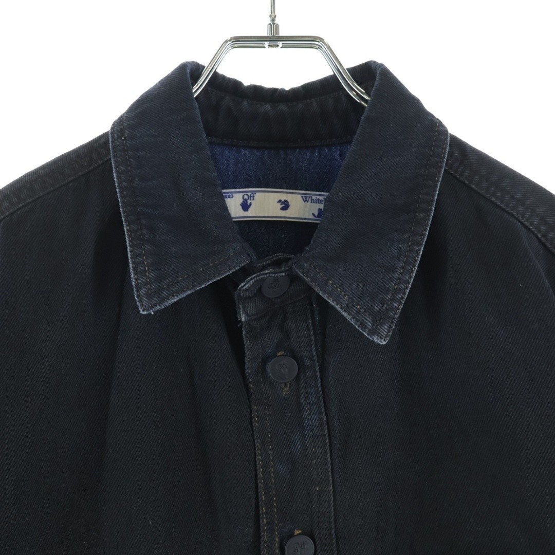Off-white 20AW Back Arrow Print Arm Switch Button Denim Jacket Indigo Black Used thumbnail 3