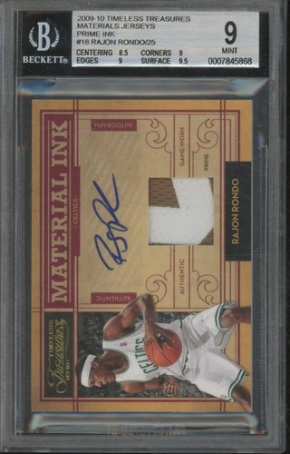 2009-10 Panini Timeless Treasures RAJON RONDO Patch Auto Prime /25 BGS 9/10 FB2