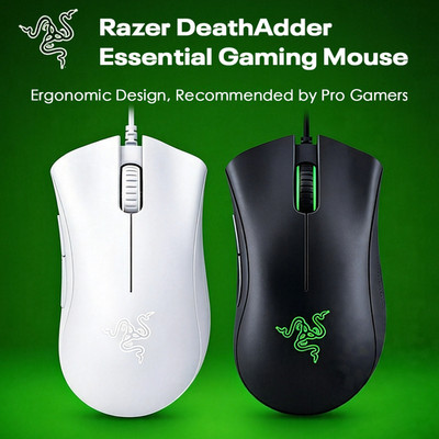 Razer DeathAdder Essential Gaming Mouse   6400 DPI, 5 Buttons, Green LED, USB A