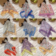 Fashion Flower Print Small Scarf Luxury Head Scarf Sweet Thin Sunscreen Scarf