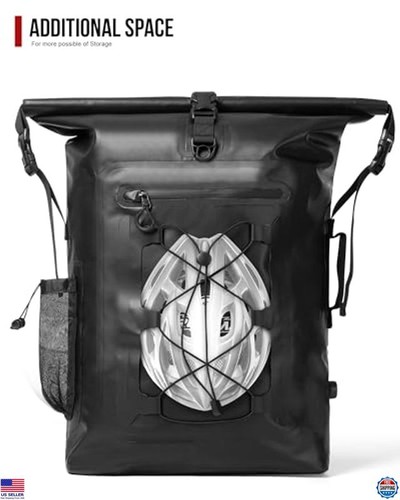 Waterproof Motorcycle Sissy Bar Bag 35L Tail Bag Travel Duffle Backpack Black - Picture 6 of 6