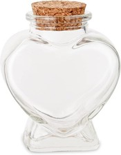 1PCS Empty Mini Glass Heart-Shaped Bottles W/ Cork Stoppers Decorative Glass