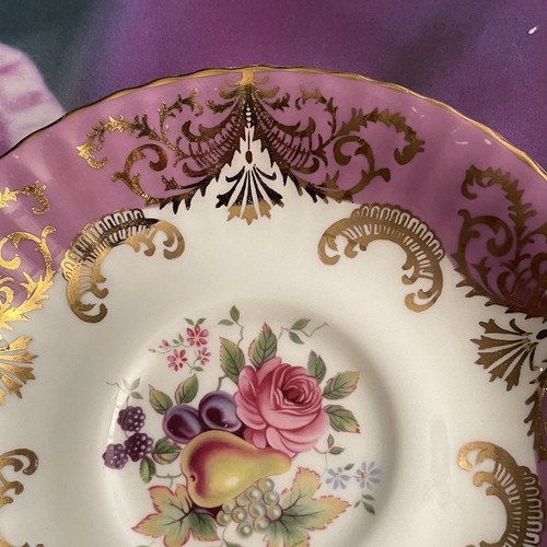Paragon By Appointment To Her Majesty The Queen Purple Gold Filigree Cup Saucer - Picture 12 of 19