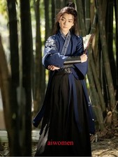Chinese Traditional Hanfu Man Ancient Swordsman Halloween Cosplay Costume Party