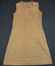 Vintage Rawson Square Sleeveless Dress Retro Orange White 1960’s