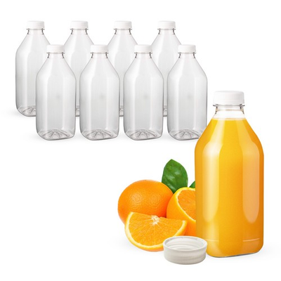 #ad #ad MT Products 32 oz. Clear Plastic Juice Bottle with Caps Pack of 8 $26.99