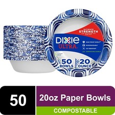 20 Oz Compostable Disposable Paper Bowls Heavy Duty Microwavable 50 Count New