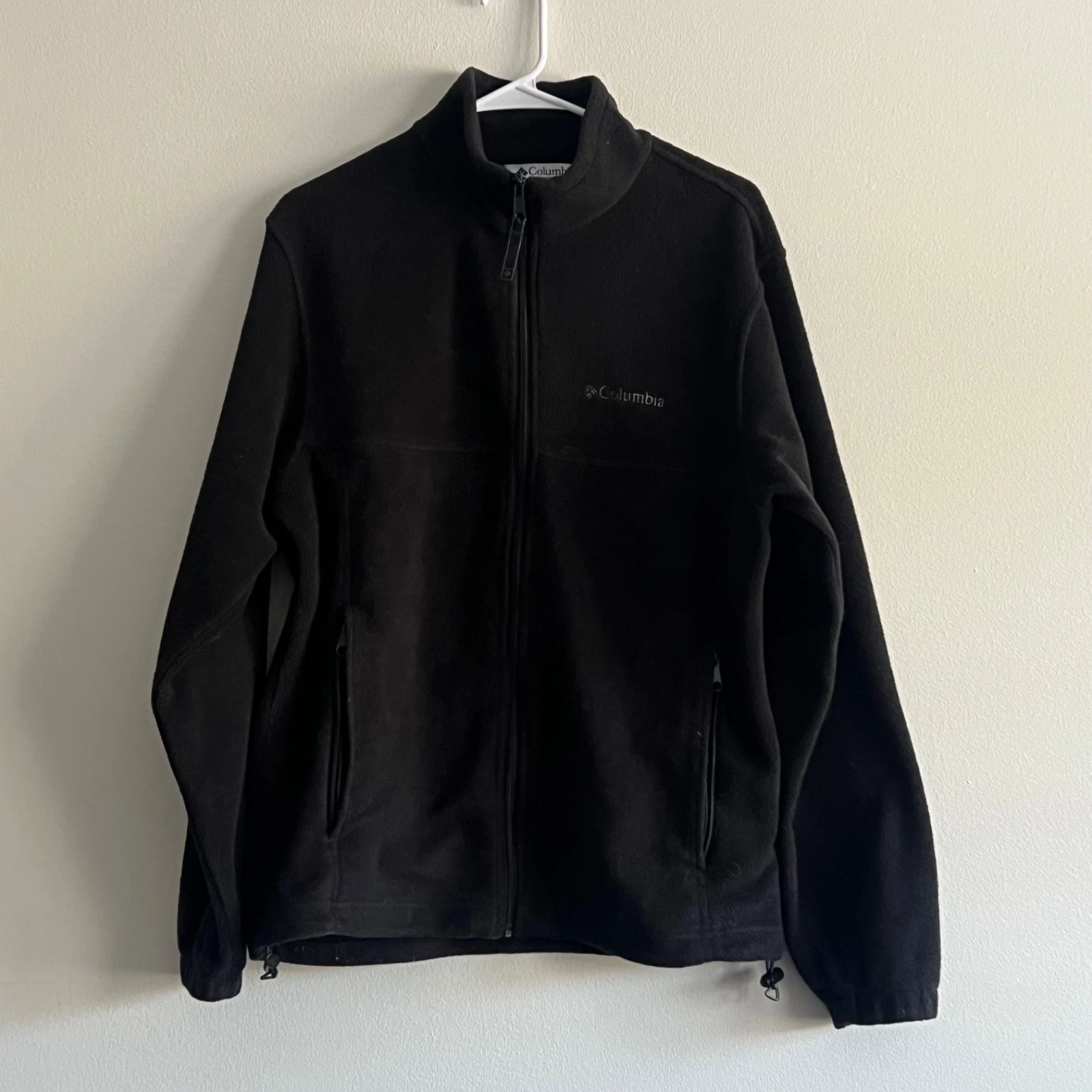 Columbia Full Zip Fleece Jacket Mens Medium Black Outdoor Hiking Casual