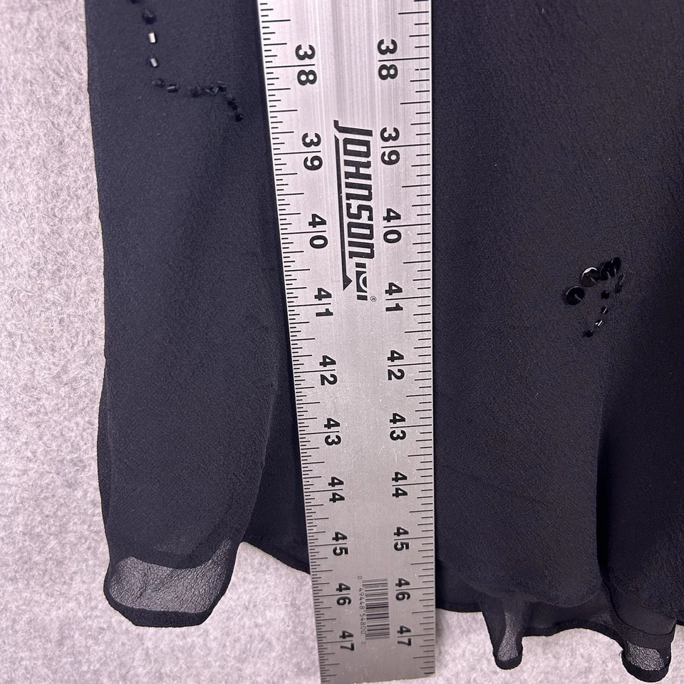 Maxi Vestido Vintage Lapislázuli L Negro Seda Cuentas Volantes Hada Oscura Gótico Caprichoso Y2K Foto 3 de 4