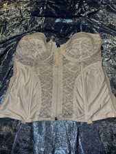 Rare Fredericks of Hollywood VTG White Lace Bustier Corset Zip/Hook 44C FreeShip
