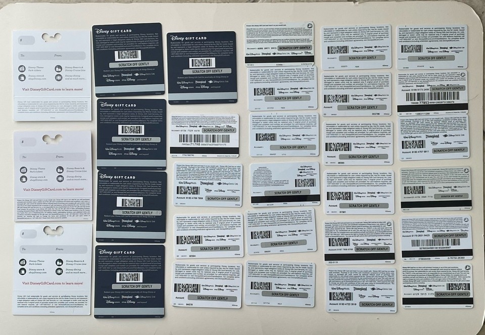 Card Reprint Diff Disney Gift Card - LOT of 30 Diff - 100th & 50th Ann -Collectible ONLY ...