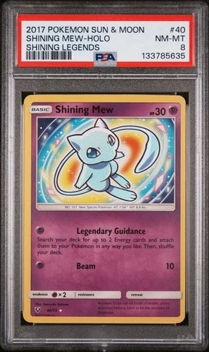 2017 POKEMON SUN & MOON SHINING LEGENDS #40 SHINING MEW-HOLO PSA 8 40/73