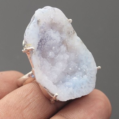 Geode Achat Druzy Edelstein 925 Sterling Silber Handarbeit Ring Schmuck Geschenk für