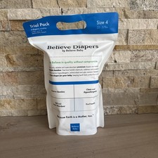 Believe Baby 100 Bamboo Viscose Baby Diapers Size 4, 22-37lbs New Sealed