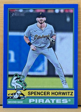 2025 Topps Heritage Spencer Horwitz Blue Border Parallel Pittsburgh Pirates #75