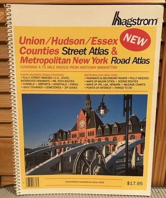 75 Mile Radius NEW YORK CITY Road Map Atlas 2000 By Hagstrom Union Hudson NJ
