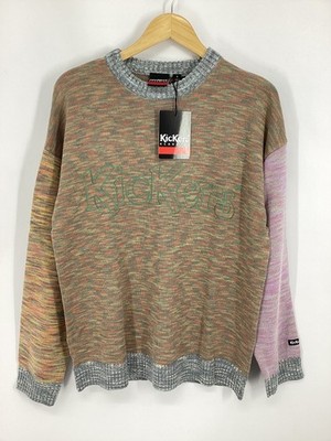 KICKERS WOMENS MIX SPACE DYE JUMPER KNIT LOGO SIZE S  MULTICOLOUR  IB